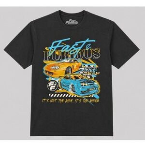 Fast & Furious Mens XL Black Graphic T-Shirt JDM Cars Supra Skyline Movie Tee
